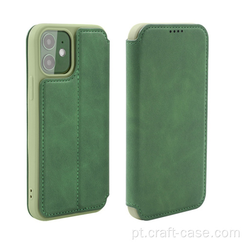 Capa flip vintage de couro para Galaxy S21